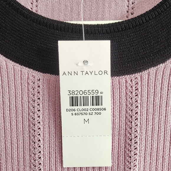 Ann Taylor Pink Knit Top with Black Trim - Picture 2 of 8
